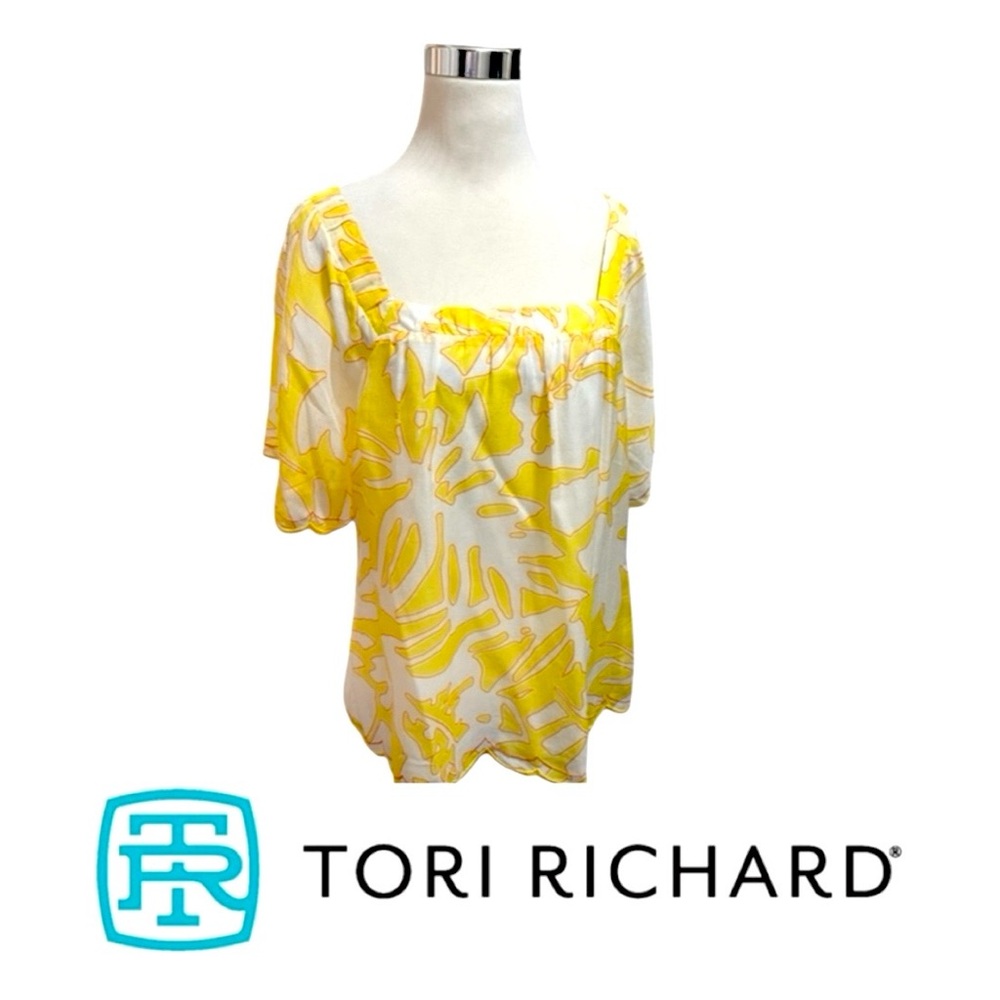 Tori Richard Yellow Scalloped Blouse